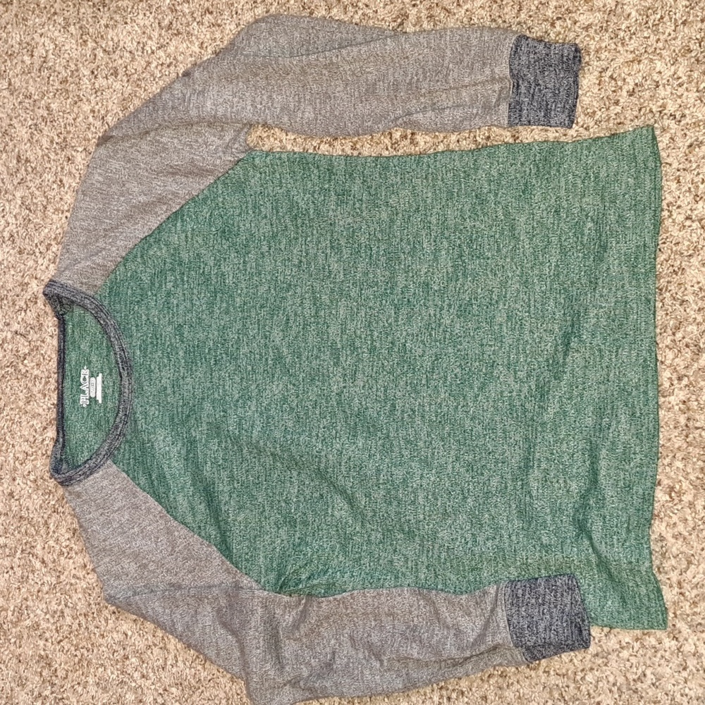 Long-sleeved t-shirt, raglan sleeves, green, gray, blue size XL 14. Place